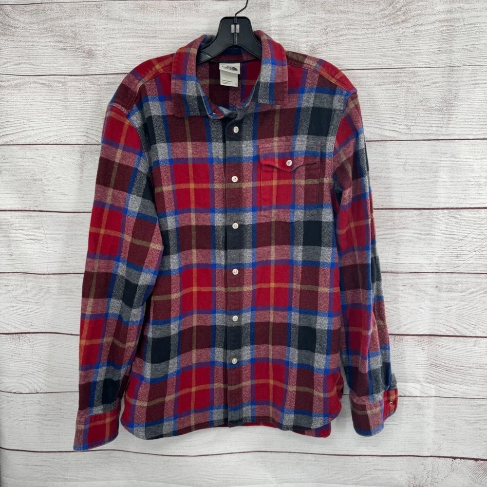 The North Face Flannel Shirt Plaid Button Up Long Sleeve Mens Large‎ Casual